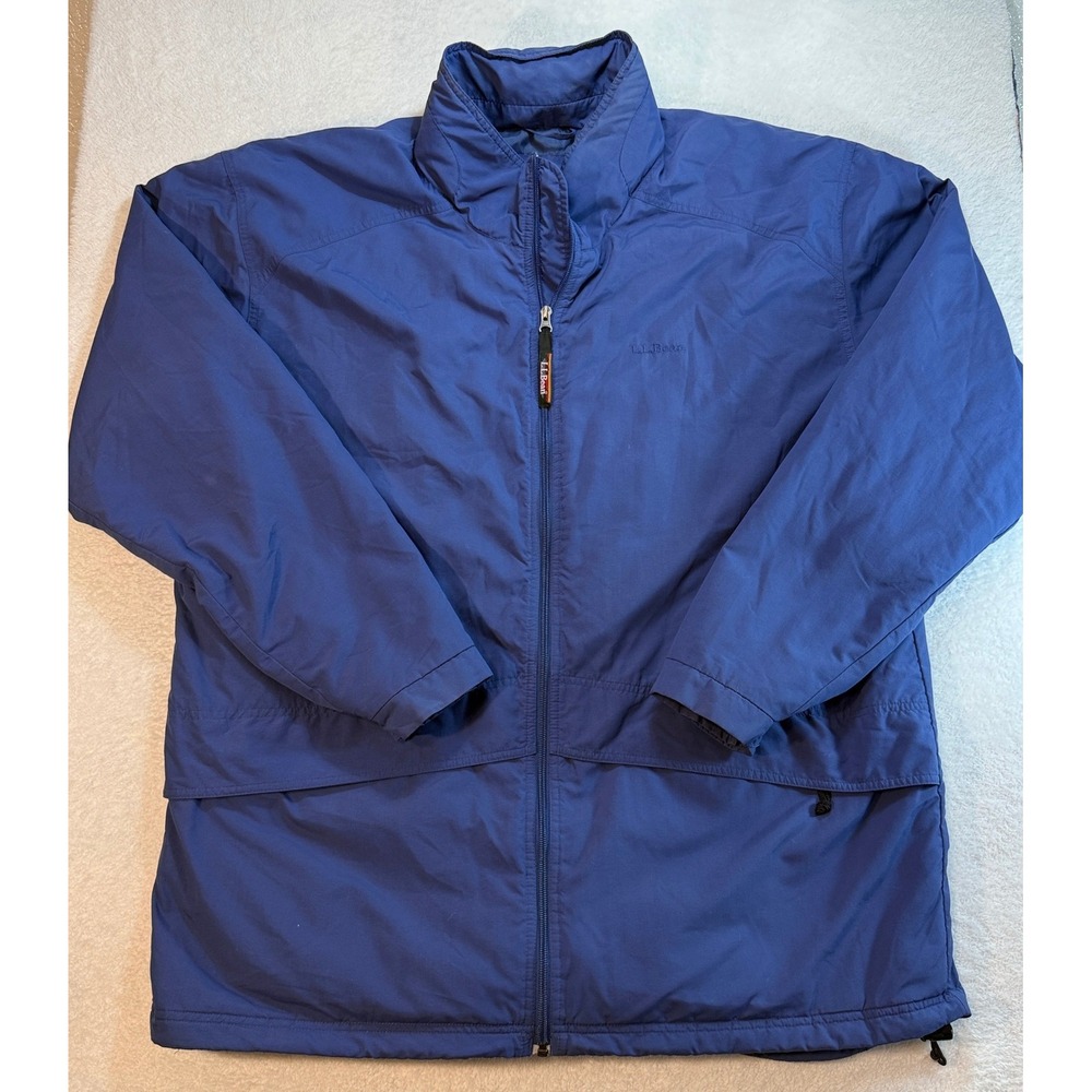 LL Bean Mens Tall XL Blue Insulated Warm-Up Jacket Nylon Full Zip OTH95